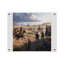 Load image into Gallery viewer, Acrylic Wall Art Panel - Apache Indians attacking a US Army defending a wagon train

