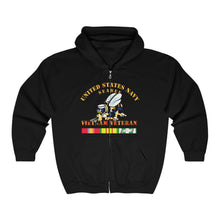 Load image into Gallery viewer, Unisex Heavy Blend™ Full Zip Hooded Sweatshirt - Navy - Seabee - Vietnam Veteran
