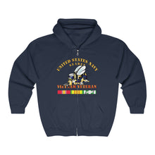 Load image into Gallery viewer, Unisex Heavy Blend™ Full Zip Hooded Sweatshirt - Navy - Seabee - Vietnam Veteran
