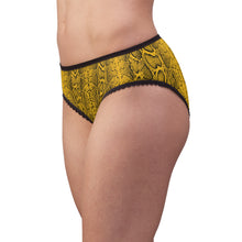 Load image into Gallery viewer, Stylish Women's Briefs with Snake Print, Trendy Underwear, High Waist Briefs, Comfortable Lingerie - Black and White Snake Skin - Yellow
