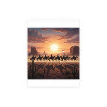 Load image into Gallery viewer, Indoor and Outdoor Silk Posters - 10th Cavalry on Patrol in the sunset w 10th Cav Guidon
