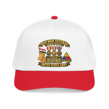 Load image into Gallery viewer, Mid Profile Baseball Cap - Army - Iraq War Veteran - Ribbon Bar - Map - SSI - 1st Armored Division - 3D - Enhanced
