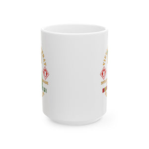 White Ceramic Mug, (11oz, 15oz) - Vietnam Combat Veteran w 20th Engineer Brigade  SSI - Dong Tam X 300