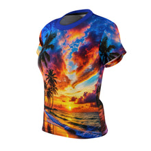 Load image into Gallery viewer, Sunset Palm Beach Tee — Women's All-Over Print Tropical Sunset Shirt
