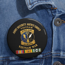 Load image into Gallery viewer, Custom Pin Buttons - Army - Army Security Agency Group DUI - w SVC Ribbons - 3D - Enhanced
