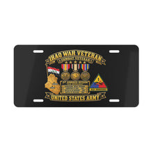 Load image into Gallery viewer, License Plate - Army - Iraq War Veteran - Ribbon Bar - Map - SSI - 1st Armored Division - 3D - Enhanced
