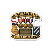 Load image into Gallery viewer, Die-Cut Magnet - Army - Iraq War Veteran - Ribbon Bar - Map - SSI - 3rd Infantry Division - 3D - Enhanced
