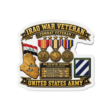 Load image into Gallery viewer, Die-Cut Magnet - Army - Iraq War Veteran - Ribbon Bar - Map - SSI - 3rd Infantry Division - 3D - Enhanced

