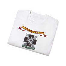 Load image into Gallery viewer, Unisex Ultra Cotton Tee - Army - 130th Station Hospital - Ribbon - DUI - Army Medical Corps Branch X 300
