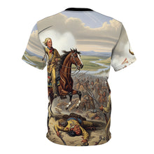 Load image into Gallery viewer, AOP Unisex Tee - General Custer at the Battle of Little Bighorn
