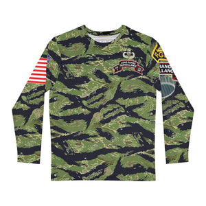 Men's Long Sleeve Shirt (AOP) - F Company, 425th Long Range Surveillance (RANGER) - Military Tiger Stripe Jungle Camouflage w Jumpmaster Wing
