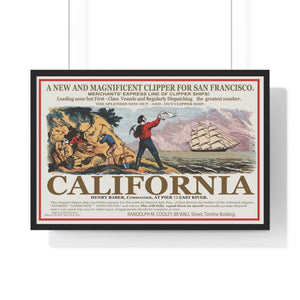 Premium Framed Horizontal Poster -  Set Sail for CALIFORNIA - California Gold