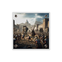 Load image into Gallery viewer, Acrylic Wall Art Panel - Hannibal Battling the Roman Legions as he Enters Rome

