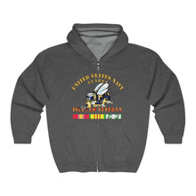 Load image into Gallery viewer, Unisex Heavy Blend™ Full Zip Hooded Sweatshirt - Navy - Seabee - Vietnam Veteran
