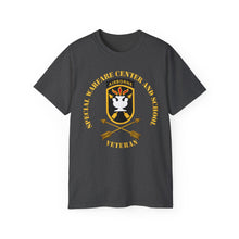 Load image into Gallery viewer, Unisex Ultra Cotton Tee - JFK Special Warfare Center - School SSI w Branch - Veteran wo Backgrnd
