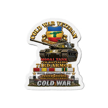 Load image into Gallery viewer, Die-Cut Magnet - Army - Cold War Vet - 4th Bn 73rd Armor - 1st Inf Div - Panzer Kaserne Boblingen, FRG - M60A1 Tank w COLD SVC - 3D Enhanced X 300
