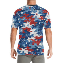 Load image into Gallery viewer, Distressed American Flag Camo Pattern Men's All Over Print Crew Neck T-Shirt
