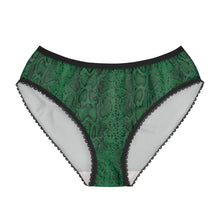 Load image into Gallery viewer, Stylish Women's Briefs with Snake Print, Trendy Underwear, High Waist Briefs, Comfortable Lingerie - Black and White Snake Skin - Dark Green
