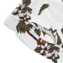 Load image into Gallery viewer, Swim Trunks (AOP) - White - Flowers and Palms
