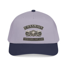 Load image into Gallery viewer, Mid Profile Baseball Cap - USCG - Coxswain w txt - Silver - 3D - Enhanced
