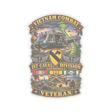 Load image into Gallery viewer, Kiss-Cut Stickers - Army - Vietnam Combat Cavalry Veteran w 1st Cav Div SSI  Big Helo - 3D - Enhanced
