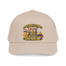 Load image into Gallery viewer, Mid Profile Baseball Cap - Army - Iraq War Veteran - Ribbon Bar - Map - SSI - 1st Armored Division - 3D - Enhanced

