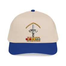 Load image into Gallery viewer, Mid Profile Baseball Cap - Army - Badge - LRRP - Tip of the Spear - Vietnam Vet w SVC - 3D - Enhanced
