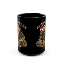 Load image into Gallery viewer, Black Mug  (15oz) - Army - Buffalo Soldiers in Iraq - OIF - Cavalrymen at War  w IRAQ SVC - 3D - Enhanced
