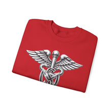 Load image into Gallery viewer, Crewneck Sweatshirt - Army Medical Service Corps (MS) Branch Insignia - 3D - Silver - Enhanced
