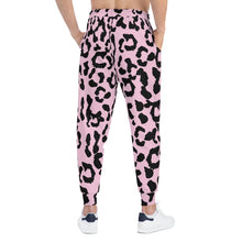 Load image into Gallery viewer, Athletic Joggers (AOP) - Leopard Camouflage - Baby Pink - Black
