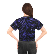 Load image into Gallery viewer, All-Over Print Beach &amp; Festival Crop Tee - Futuristic zebra with neon glow
