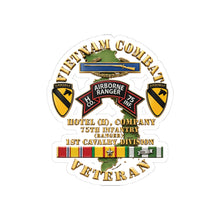 Load image into Gallery viewer, Kiss-Cut Stickers - Army - Vietnam Combat Vet - H Co 75th Infantry (Ranger) - 1st Cavalry Div SSI  - 3D - Enhanced
