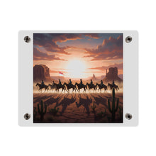 Load image into Gallery viewer, Acrylic Wall Art Panel - 10th Cavalry on Patrol in the sunset w 10th Cav Guidon
