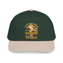 Load image into Gallery viewer, Mid Profile Baseball Cap - Army - Gulf War Combat - 1st Armored Divi - Old Ironsides - Veteran - Map w GULF SVC - 3D - Enhanced
