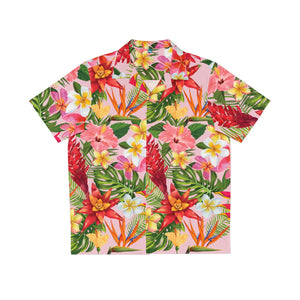 Men's Hawaiian Shirt (AOP) - Light Pink - Tropical Flowers X 300