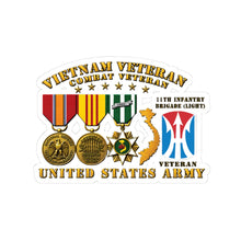 Load image into Gallery viewer, Kiss-Cut Stickers - Army - Vietnam Vet - w Medals - VN - 11th Infantry Brigade (Light) - 3D Enhanced X 300
