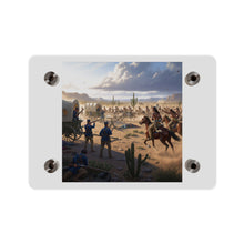 Load image into Gallery viewer, Acrylic Wall Art Panel - Apache Indians attacking a US Army defending a wagon train
