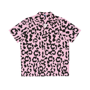 Men's Hawaiian Shirt (AOP) - Leopard Camouflage - Baby Pink - Black