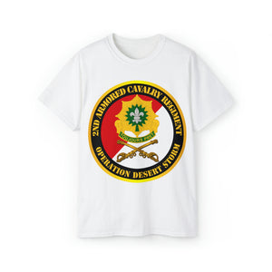 Unisex Ultra Cotton Tee - Army - 2nd Armored Cavalry Regiment DUI - Red White - Operation Desert Storm