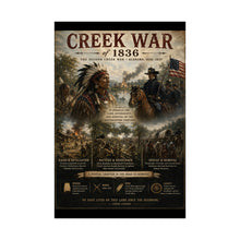 Load image into Gallery viewer, Creek War (1836) Tribute Matte Poster - "A Struggle for Land, Sovereignty and Survival on the Southeastern Frontier"
