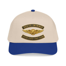 Load image into Gallery viewer, Mid Profile Baseball Cap - USCG - Aviation Rescue Swimmer w txt - 3D - Enhanced
