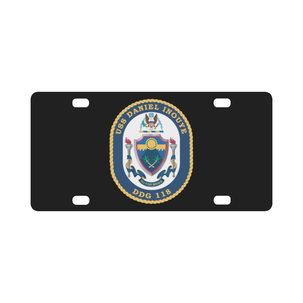 Navy - USS Daniel Inouye (DDG-118) wo Txt X 300 Classic License Plate