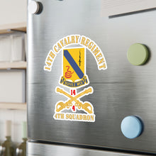 Load image into Gallery viewer, Kiss-Cut Vinyl Decals - Army - 14th Cavalry Regiment w Cav Br - 4th Squadron - Red Txt X 300
