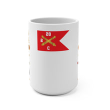 Load image into Gallery viewer, White Mug 15oz - Army - Charlie Battery, 2nd Battalion, 28th Field Artillery, Ansbach Germany - Overseas, Cold War Ribbons - RUSS
