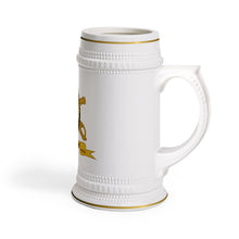 Load image into Gallery viewer, Classic Ceramic Beer Stein Mug, White Porcelain Stein with Gold Trim | German-Style Tankard - Army - 1st Cavalry Regiment w Br - Ribbon
