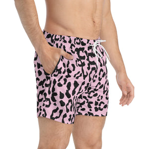 Swim Trunks - Leopard Camouflage - Baby Pink - Black