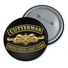 Load image into Gallery viewer, Custom Pin Buttons - USCG - Cutterman - Officer w txt - 3D - Enhanced
