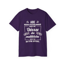 Load image into Gallery viewer, Unisex Ultra Cotton Tee - Déesse multitâche en typographie rose - white texts
