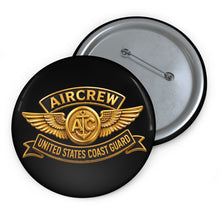 Load image into Gallery viewer, Custom Pin Buttons - USCG - Aircrew Badge w txt - 3D - Enhanced
