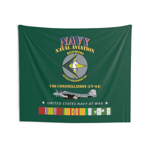 Indoor Wall Tapestries - Navy Attack Squadron 165  - USS Constellation - A6 Intruder - Navy at War w Vietnam Service Ribbons Tapestry